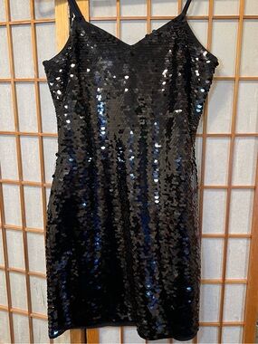 MICHEAL Micheal Kors Black Sequin V-Neck Mini Dress XS